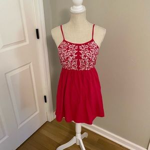 Pink and white embroidered dress